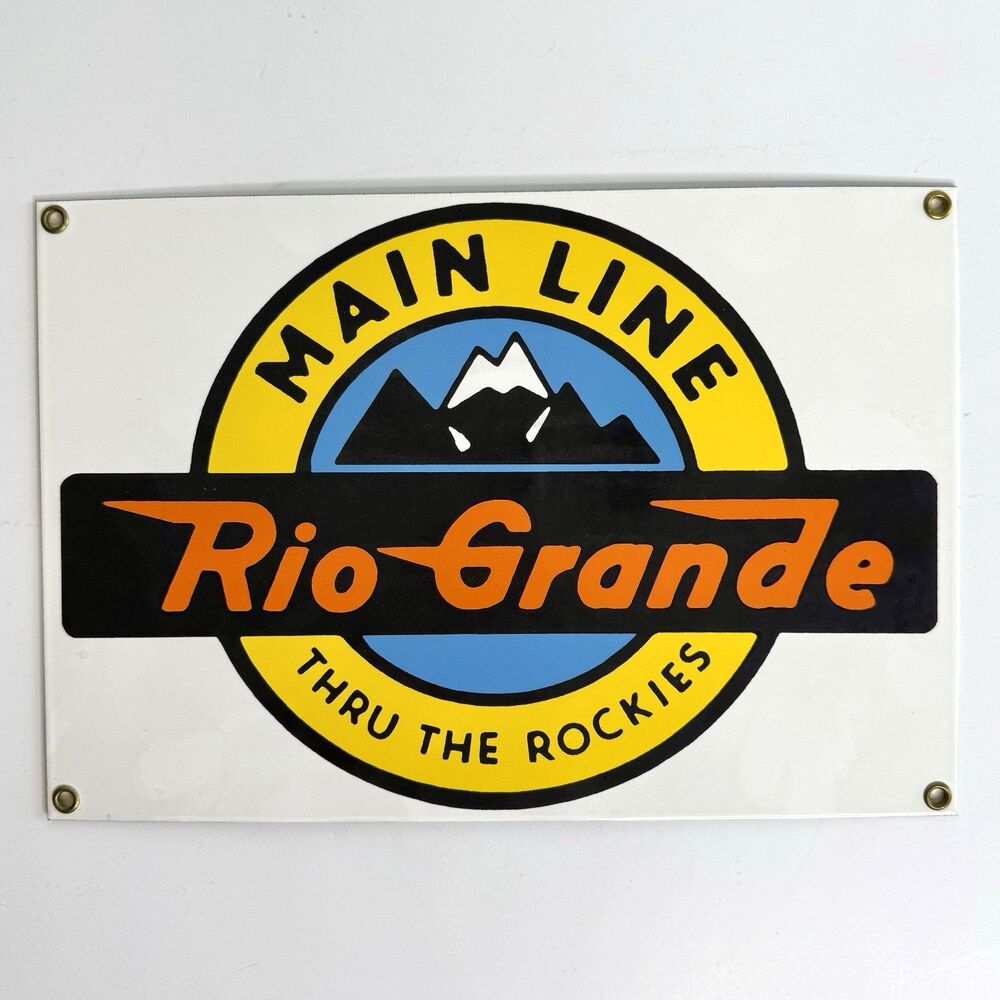 Rio Grande Main Line Thru Rockies ANDE ROONEY Porcelain Enamel Sign 7.5" x 11"